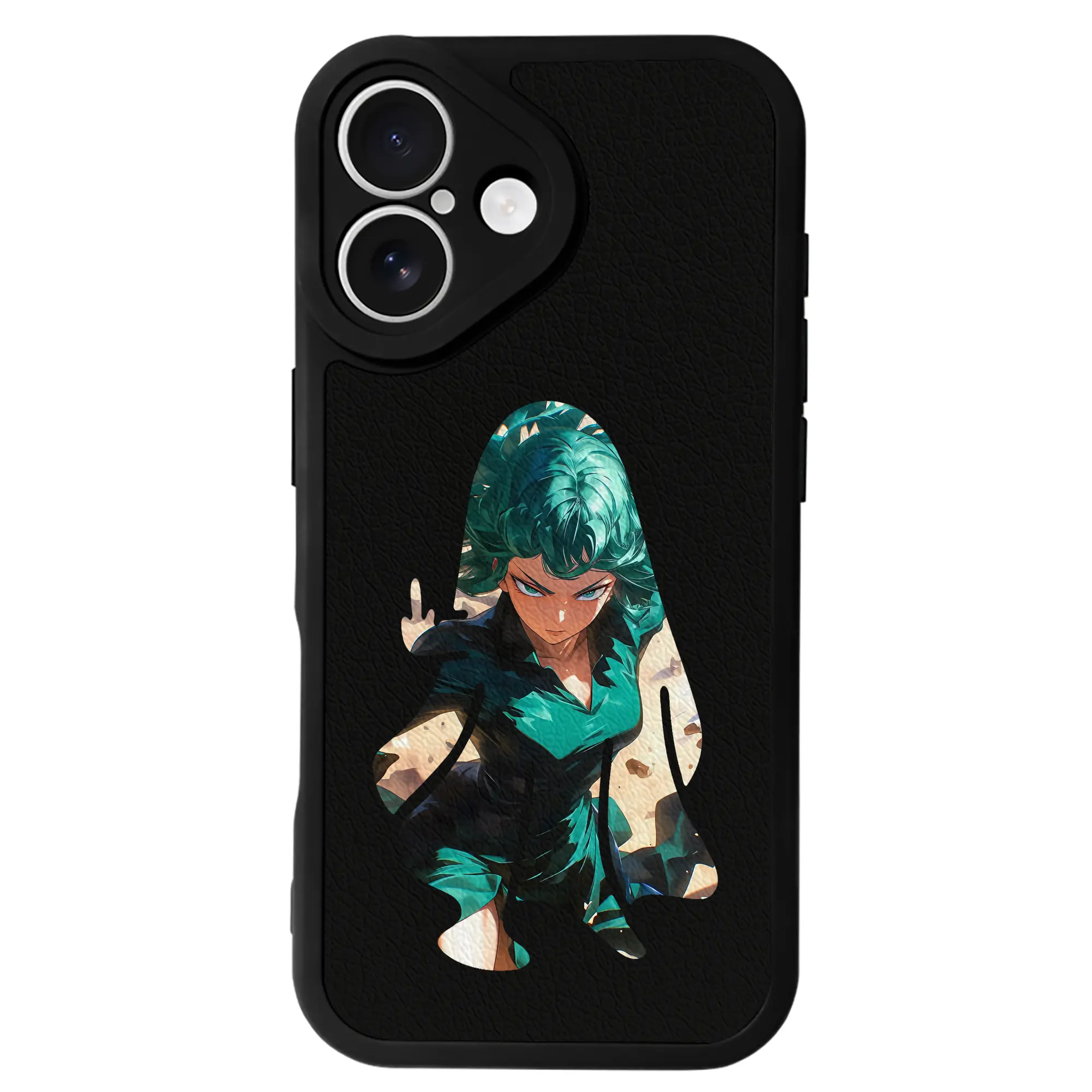 ワンパンマン グッズ 戦慄のタツマキ - IPhone 16シリーズ対応 ・ シリコンスマホケース ・ レザー調 ・ 高精度フィット ・ 耐衝撃 ・ ワイヤレス充電対応 ・ 精密カット